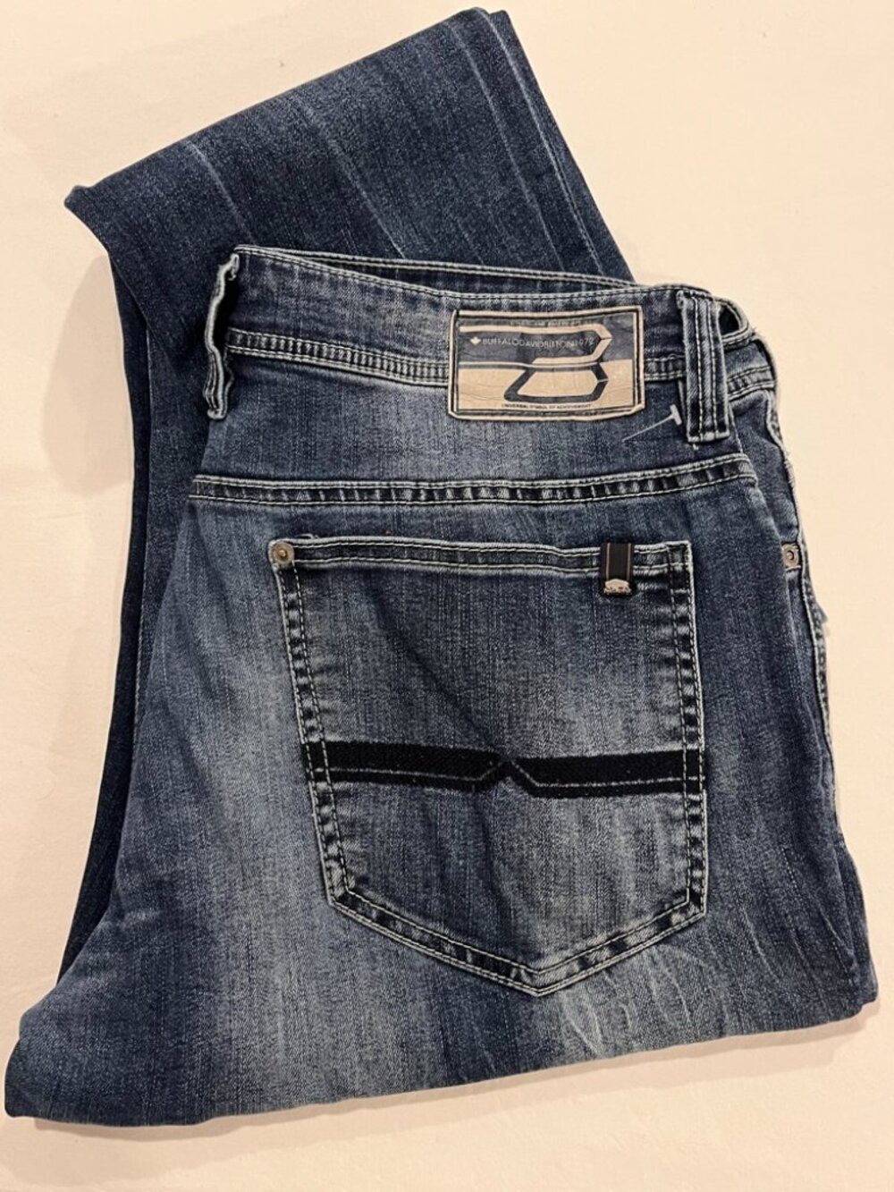 Buffalo David Bitton Driven Relaxed Straight Jeans Mens 34x34 Indigo Blue Stretc